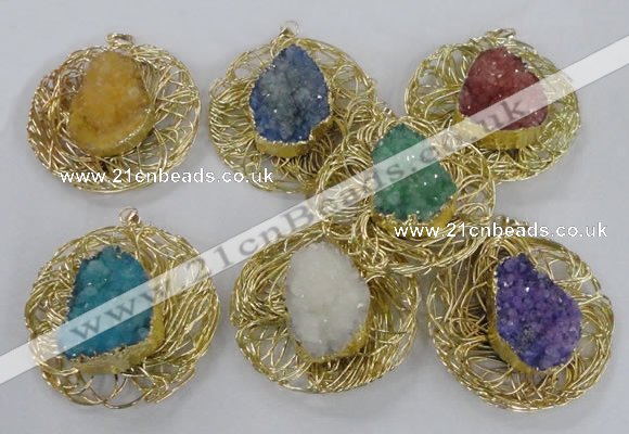 NGP2350 52mm - 55mm freeform druzy agate gemstone pendants