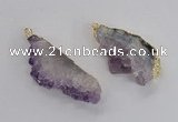 NGP2358 30*50mm - 30*65mm freeform druzy amethyst pendants