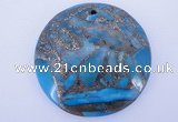 NGP236 7*40mm dyed golden turquoise & pyrite gemstone pendants