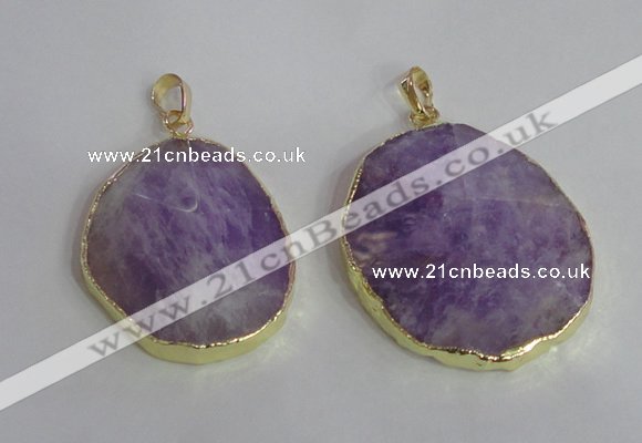NGP2369 25*35mm - 35*45mm freefrom lavender amethyst pendants
