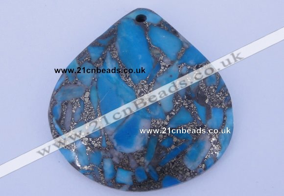 NGP237 40*40mm dyed golden turquoise & pyrite gemstone pendants