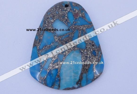 NGP238 37*47mm dyed golden turquoise & pyrite gemstone pendants