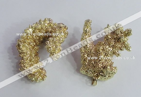 NGP2396 20*40mm - 30*50mm freeform plated natural coral pendants