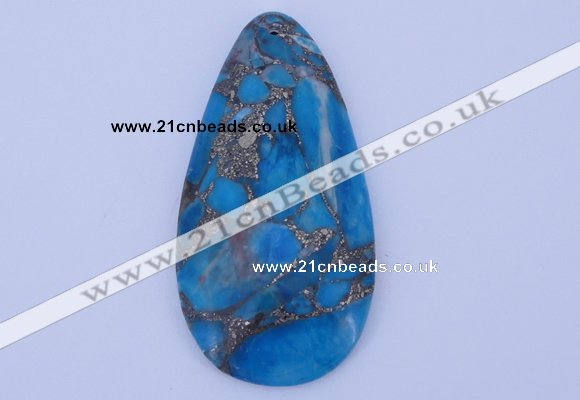 NGP240 30*60mm dyed golden turquoise & pyrite gemstone pendants