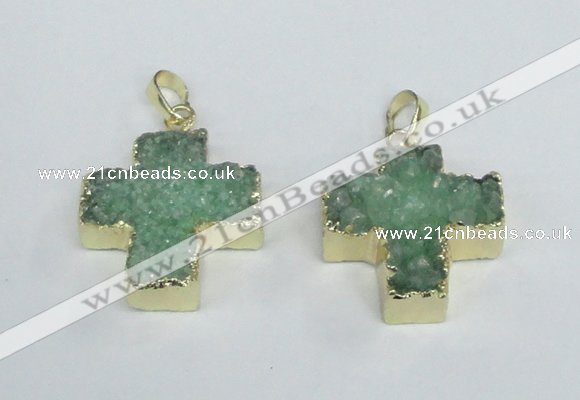 NGP2402 25*26mm - 27*28mm cross druzy agate pendants wholesale