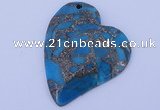 NGP241 39*47mm dyed golden turquoise & pyrite gemstone pendants