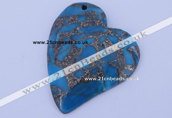 NGP241 39*47mm dyed golden turquoise & pyrite gemstone pendants