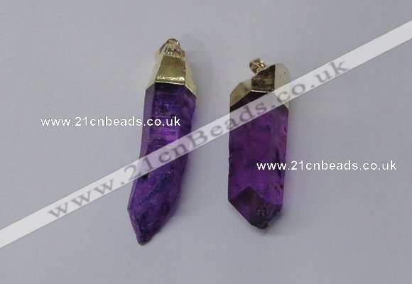 NGP2419 10*45mm - 12*55mm sticks dyed white crystal pendants