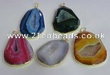 NGP2437 30*40mm - 40*45mm freeform druzy agate pendants wholesale