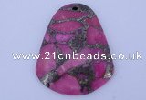 NGP244 38*47mm dyed golden turquoise & pyrite gemstone pendants