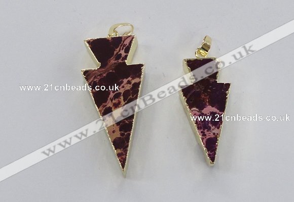 NGP2448 18*38mm - 22*45mm arrowhead sea sediment jasper pendants