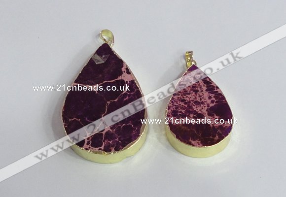 NGP2455 20*30mm - 30*35mm flat teardrop sea sediment jasper pendants