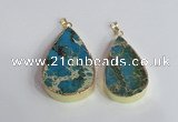 NGP2457 20*30mm - 30*35mm flat teardrop sea sediment jasper pendants