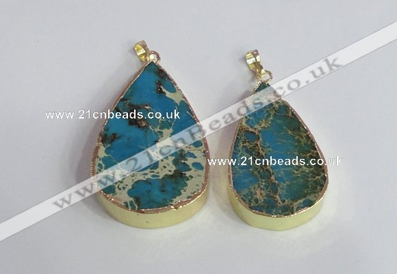 NGP2457 20*30mm - 30*35mm flat teardrop sea sediment jasper pendants