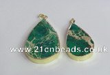 NGP2458 20*30mm - 30*35mm flat teardrop sea sediment jasper pendants