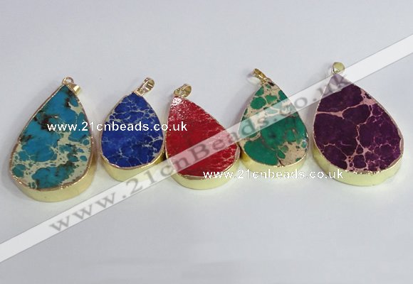 NGP2460 20*30mm - 30*35mm flat teardrop sea sediment jasper pendants