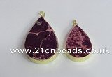 NGP2462 30*40mm - 40*50mm flat teardrop sea sediment jasper pendants