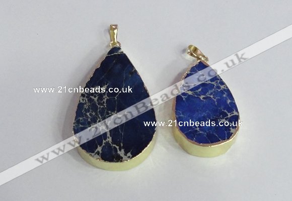 NGP2466 30*40mm - 40*50mm flat teardrop sea sediment jasper pendants