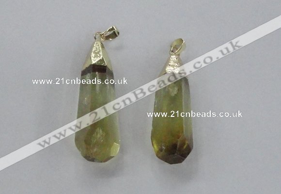 NGP2488 12*45mm - 15*50mm faceted nuggets lemon quartz pendants