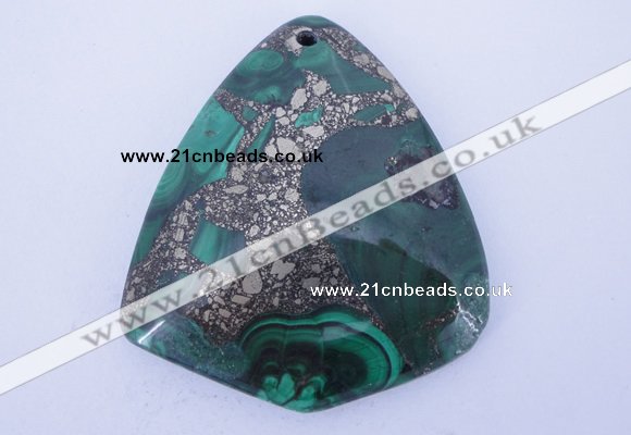 NGP252 40*50mm fashion malachite & pyrite gemstone pendants