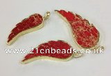 NGP2526 18*40mm - 22*55mm wing-shaped sea sediment jasper pendants