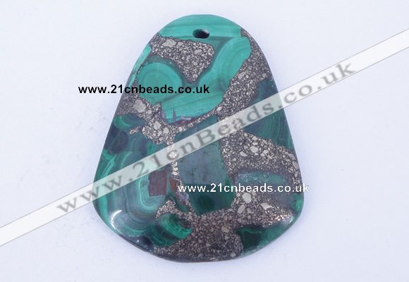 NGP253 38*47mm fashion malachite & pyrite gemstone pendants