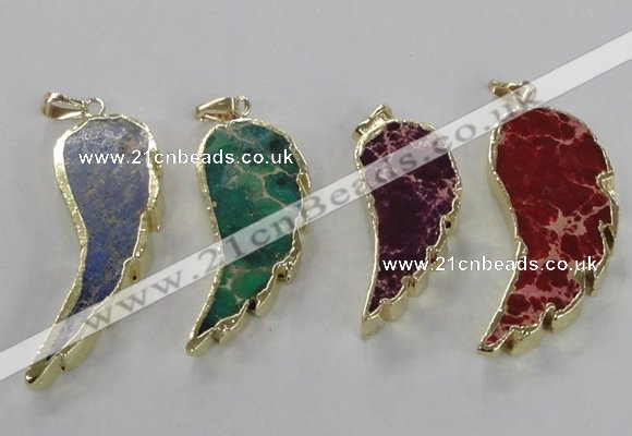 NGP2530 18*40mm - 22*55mm wing-shaped sea sediment jasper pendants