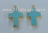 NGP2532 30*40mm - 40*50mm cross turquoise pendants wholesale