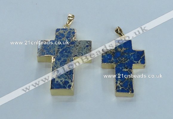 NGP2536 30*40mm - 40*50mm cross sea sediment jasper pendants