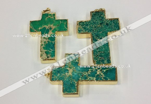 NGP2537 30*45mm - 40*50mm cross sea sediment jasper pendants