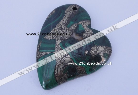 NGP254 41*50mm fashion malachite & pyrite gemstone pendants