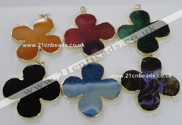 NGP2546 53*53mm - 56*56mm flower agate gemstone pendants