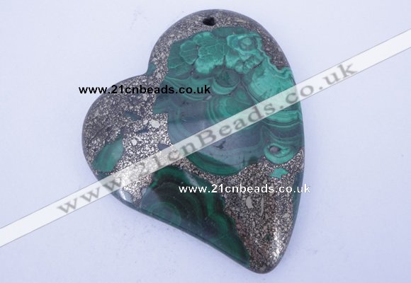 NGP255 41*50mm fashion malachite & pyrite gemstone pendants