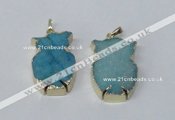 NGP2570 25*40mm cat druzy agate gemstone pendants wholesale