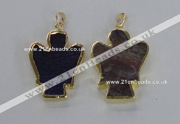 NGP2579 30*40mm angel agate gemstone pendants wholesale