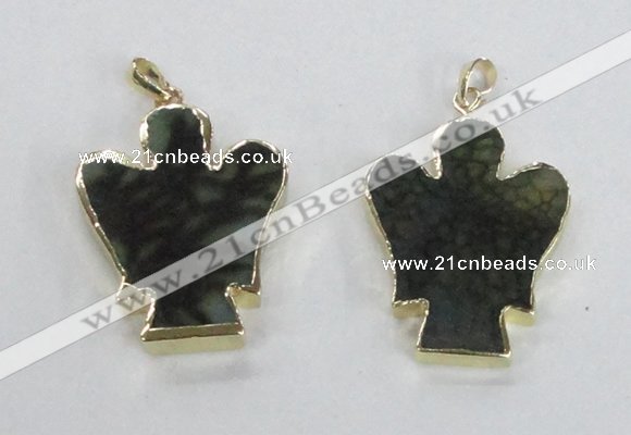 NGP2582 30*40mm angel agate gemstone pendants wholesale