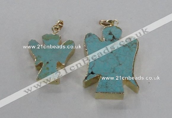 NGP2586 25*35mm - 38*48mm angel turquoise pendants wholesale