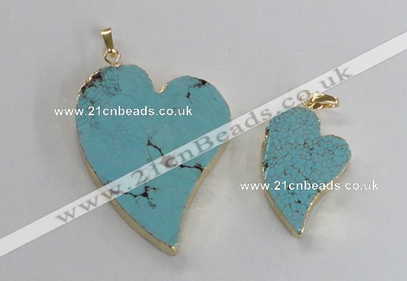 NGP2595 25*35mm - 35*45mm heart turquoise pendants wholesale