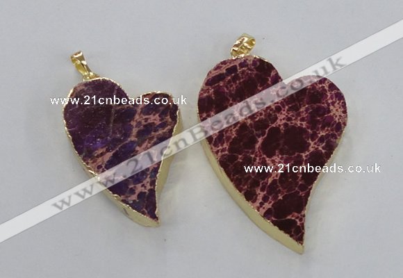 NGP2597 25*35mm - 35*45mm heart sea sediment jasper pendants