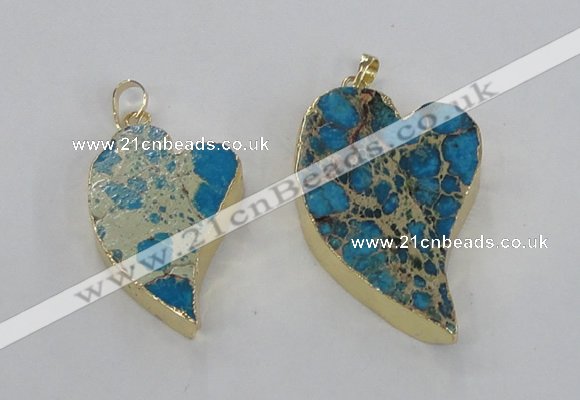 NGP2599 25*35mm - 35*45mm heart sea sediment jasper pendants