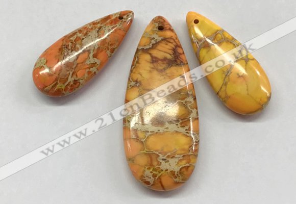 NGP260 15*30mm - 20*50mm flat teardrop sea sediment jasper pendants set