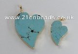 NGP2604 40*50mm - 50*70mm heart turquoise pendants wholesale