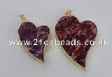 NGP2606 40*50mm - 50*70mm heart sea sediment jasper pendants