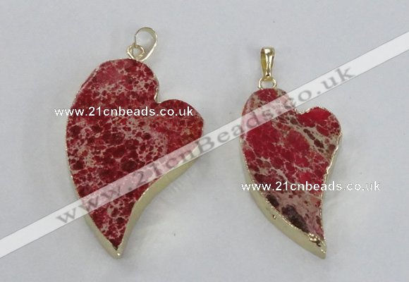 NGP2607 40*50mm - 50*70mm heart sea sediment jasper pendants