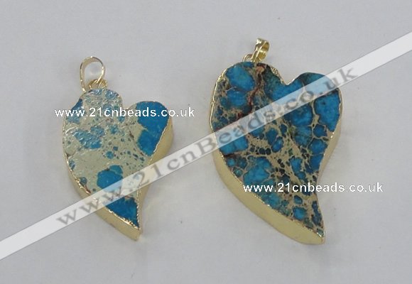 NGP2608 40*50mm - 50*70mm heart sea sediment jasper pendants