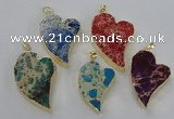 NGP2611 40*50mm - 50*70mm heart sea sediment jasper pendants