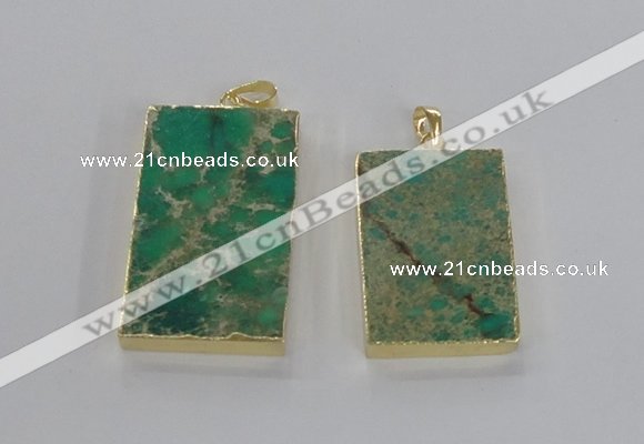 NGP2617 20*40mm - 25*45mm rectangle sea sediment jasper pendants