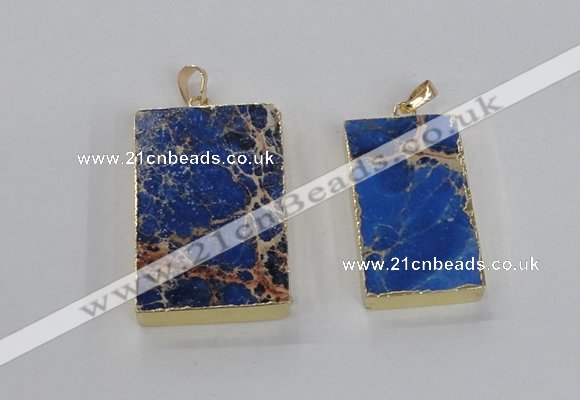 NGP2618 20*40mm - 25*45mm rectangle sea sediment jasper pendants