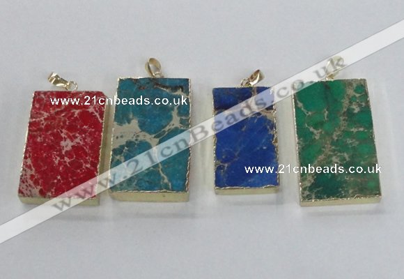 NGP2619 20*40mm - 25*45mm rectangle sea sediment jasper pendants