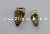 NGP2630 15*35mm - 18*40mm cone lemon quartz gemstone pendants